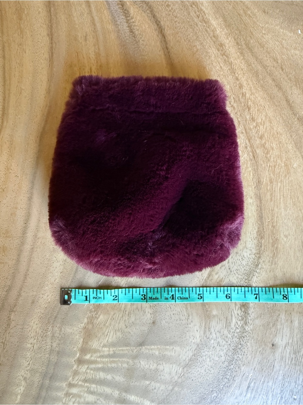 Plush Faux Fur Coin Pouch - Deep Plum